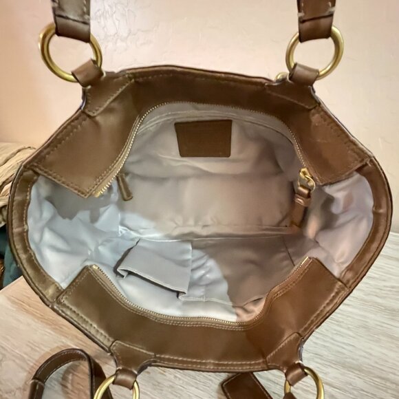 Coach Bag Tote F20742 Gallery Embossed Signature C Copper Bronze Leather Vintage - Picture 9 of 11